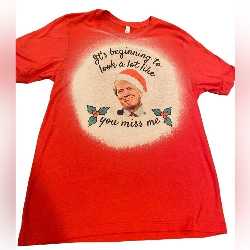 Trump Christmas Miss me Short Sleeve T Shirt Size XL Tie Dye Red Tee